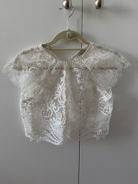 Catherine Deane White Lace Bridal Top, Size S/P